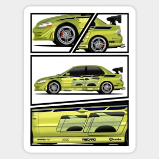 2f2f evo mitsubhishi evolution 2fast 2furious green Sticker